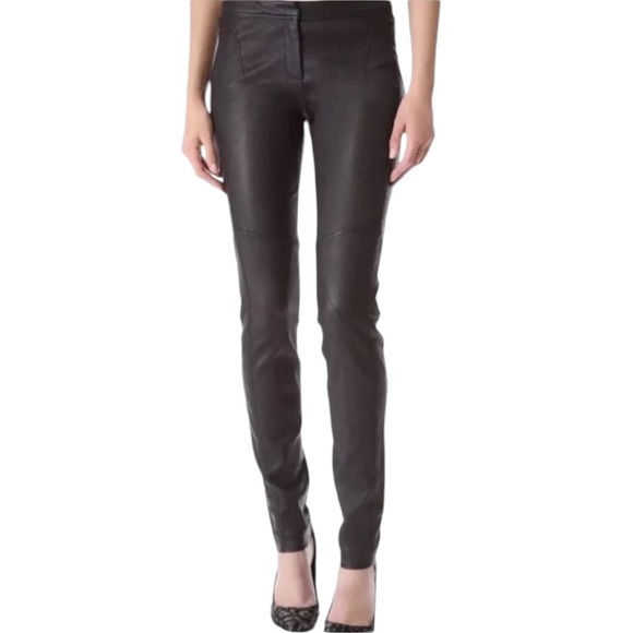 Diane Von Furstenberg Pants - DVF Diane Von Furstenberg size 14 black “Liberty”leather pants straight leg